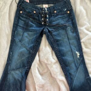 True Religion Blue Flare Wide Leg Jeans